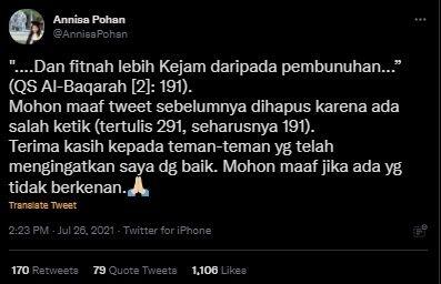 Annisa Pohan Salah Sebut Ayat Al Quran, Warganet Ramai Bandingkan Kasus Ahok