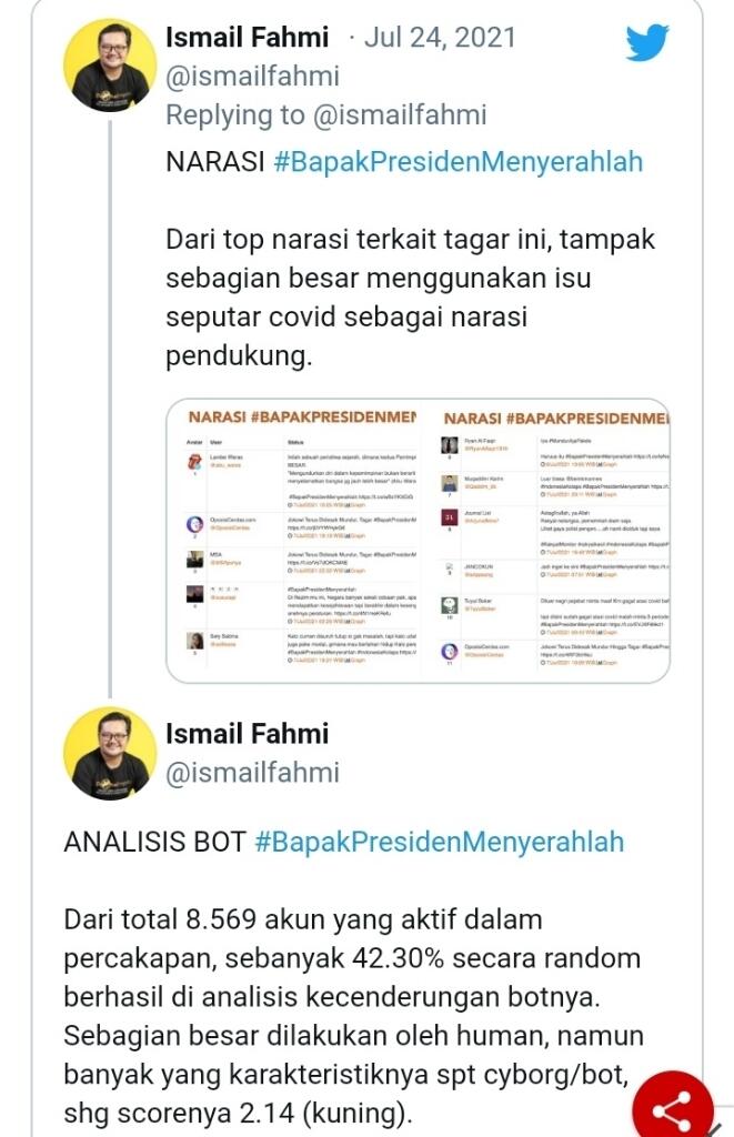 Pakar Sebut Akun Asli Mendominasi Tagar Turunkan Jokowi