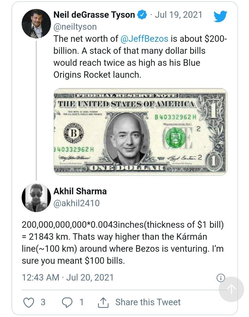 Uang Jeff Bezos Kalau Ditumpuk Bisa Sampai ke Luar Angkasa