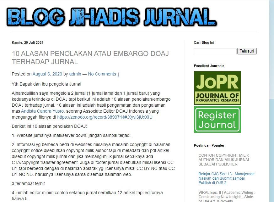 BLOG JIHADIS JURNAL