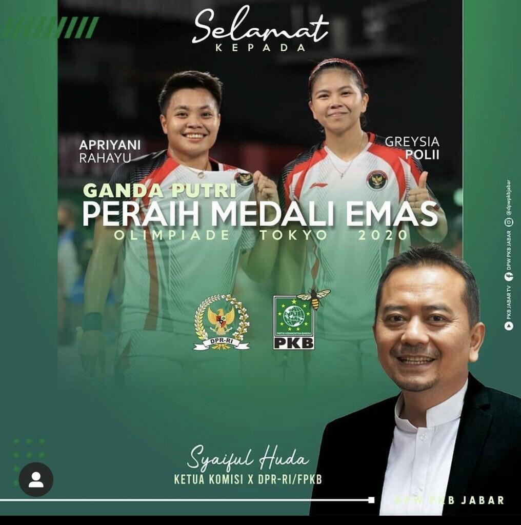 Bikin Senyum, Ucapan Selamat atas Medali Emas Olimpiade Greysia-Apriyani