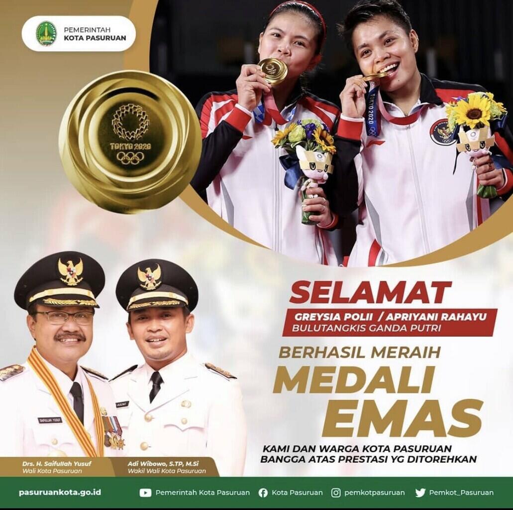 Bikin Senyum, Ucapan Selamat atas Medali Emas Olimpiade Greysia-Apriyani