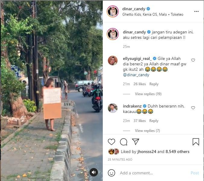 Dinar Candy Tepati Janji Pakai Bikini di Pinggir Jalan, Begini Penampakannya