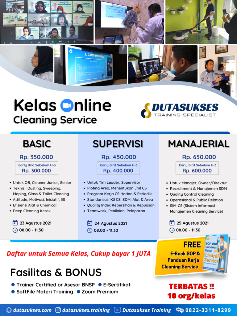 Training Cleaning Service Online - Batch Agustus 2021