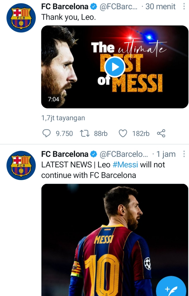 Messi Tidak Memperpanjang Kontrak-nya Dengan Barcelona???