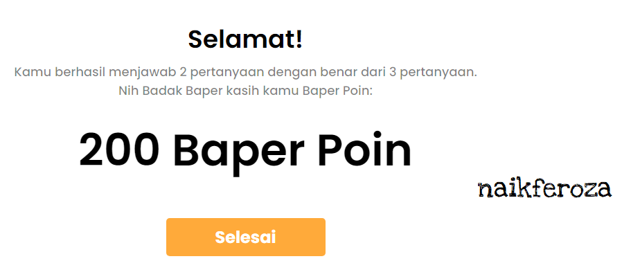 Berkat Pengalaman, Baper Poin 200 di Hari Pertama, Melonjak Jadi 21.400 Hari Kedua!