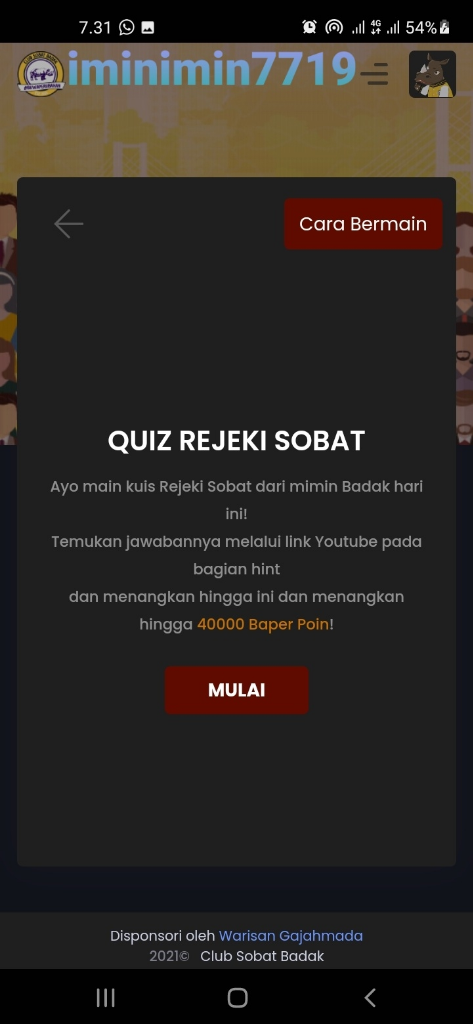 Quiz Tebak Kata, Lapak Paling Bikin Baper di Club Sobat Badak