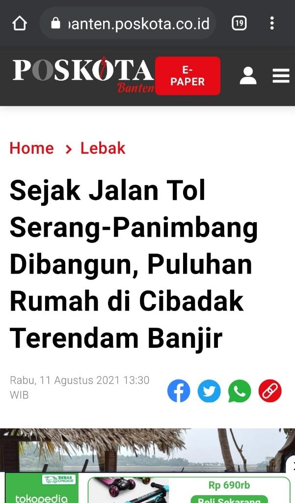 Sejak Tol Serang-Panimbang Dibangun, Puluhan Rumah Banjir di Cibadak Lebak Banten
