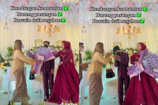 Dramatis! Cewek Gandeng Pacar di Pernikahan Mantan, Beri Duit Segaban buat Pengantin