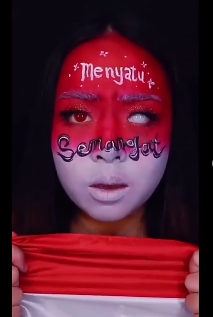 Totalitas! Demi HUT RI Wanita Ini Make Up 18 Jam Buat Video 36 Detik, Hasilnya Keren!