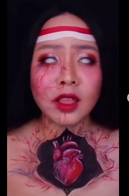 Totalitas! Demi HUT RI Wanita Ini Make Up 18 Jam Buat Video 36 Detik, Hasilnya Keren!