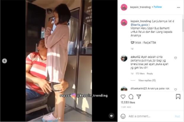 Sopir Bus Ini Rela Berhenti di Jalan Hanya untuk Memeluk Sang Anak, Bikin Haru!