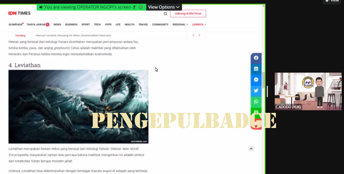 Cak Adodo Mengenalkan Monster-monster Bawah Laut di Room Ngopi CSB