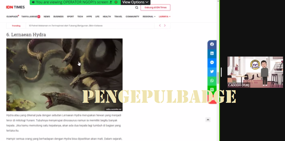 Cak Adodo Mengenalkan Monster-monster Bawah Laut di Room Ngopi CSB