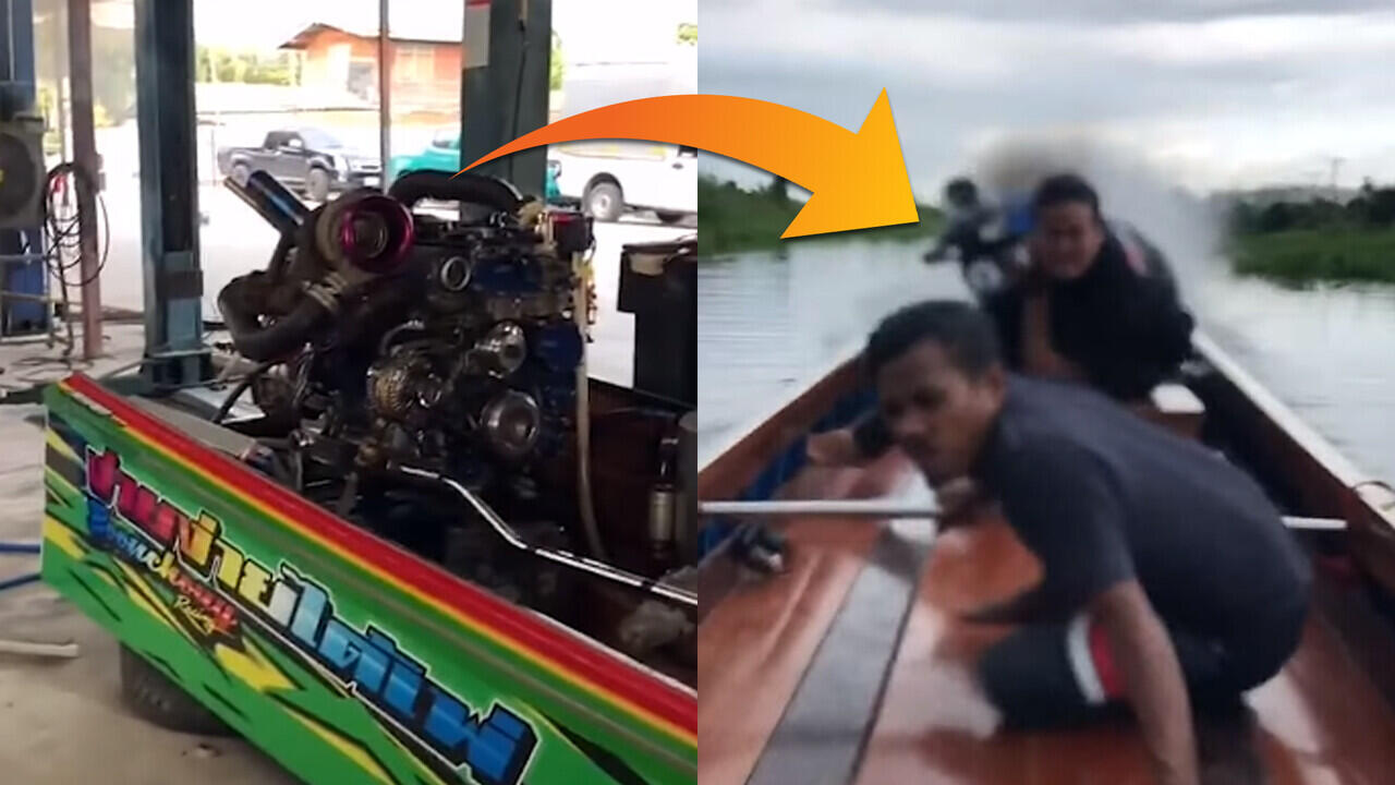 Gile,Bre! Gini Nih Penampakan Sampan Kalau Dipasang Mesin Modif Kecepatan Tinggi!