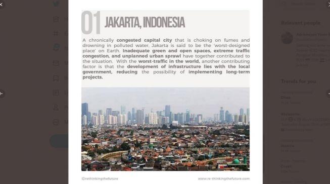 Jakarta Jadi Juara Perencanaan Tata Kota Paling Buruk di Dunia Versi RTF
