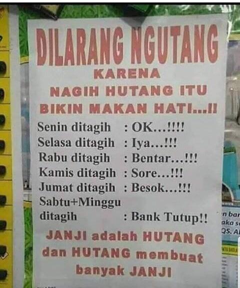 Nampol Abis! Tulisan Larangan Hutang di Warung-Warung Ini
