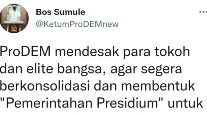 Aktivis ProDEM Desak Pembentukan Pemerintahan Presidium, Netizen: Kebanyakan