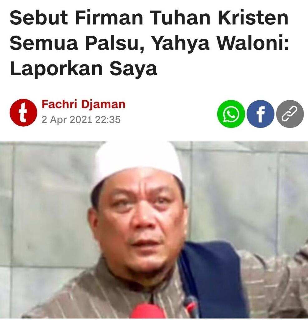 Pendakwah Yahya Waloni:Saya Tak Pernah Singgung Simbol Agama Lain