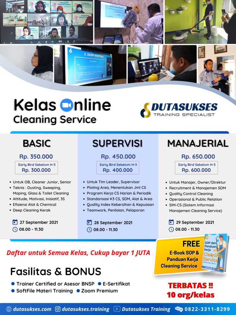Pelatihan Cleaning Service Online - Batch September 2021