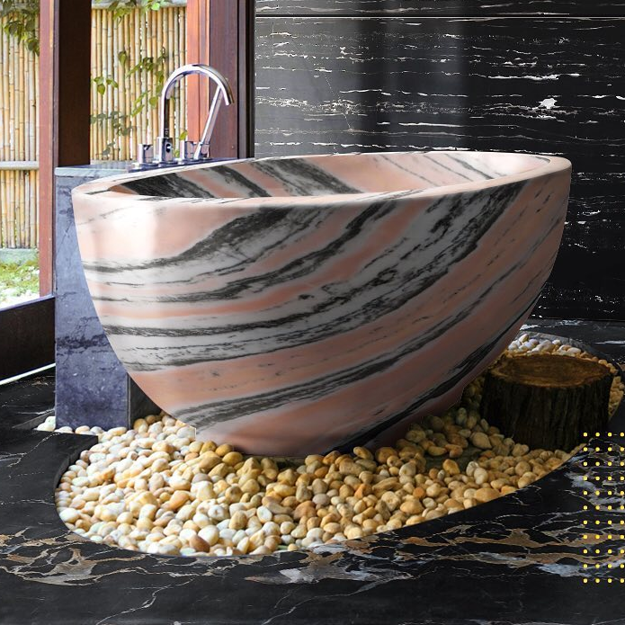 Inspirasi Bathtub Cantik Alami dengan MARMER