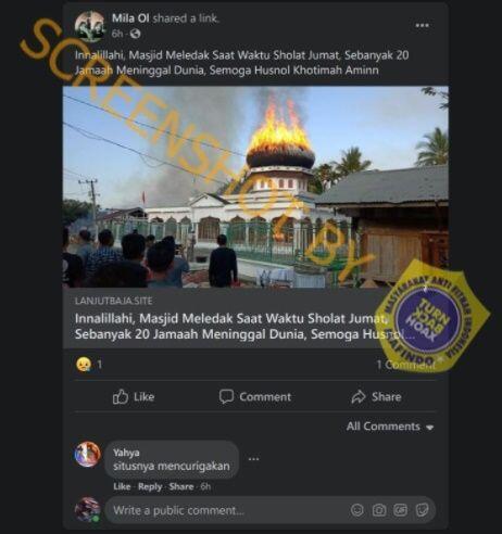 CEK FAKTA: Viral Masjid Meledak Tewaskan 20 Orang di Aceh, Benarkah?