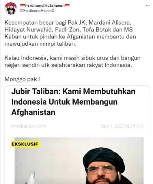 JK Semprot Pembenci Taliban, Mustofa: Hoi Sekolam Pemfitnah, Jawab Pertanyaan JK Ini!