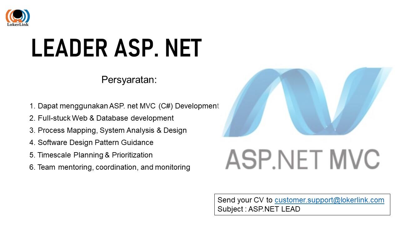 &#91; JAKARTA &#93; Lowongan Kerja ASP.Net Leader