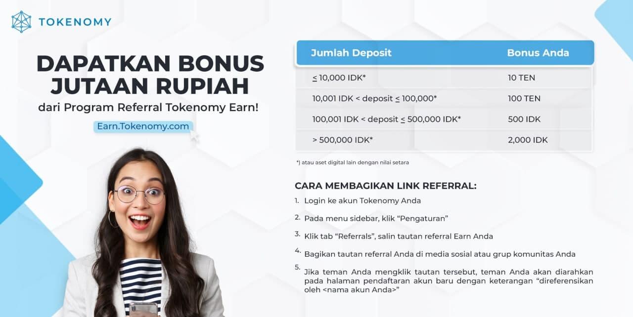 Dapatkan Bonus Jutaan Rupiah dari Program Referral Tokenomy Earn!