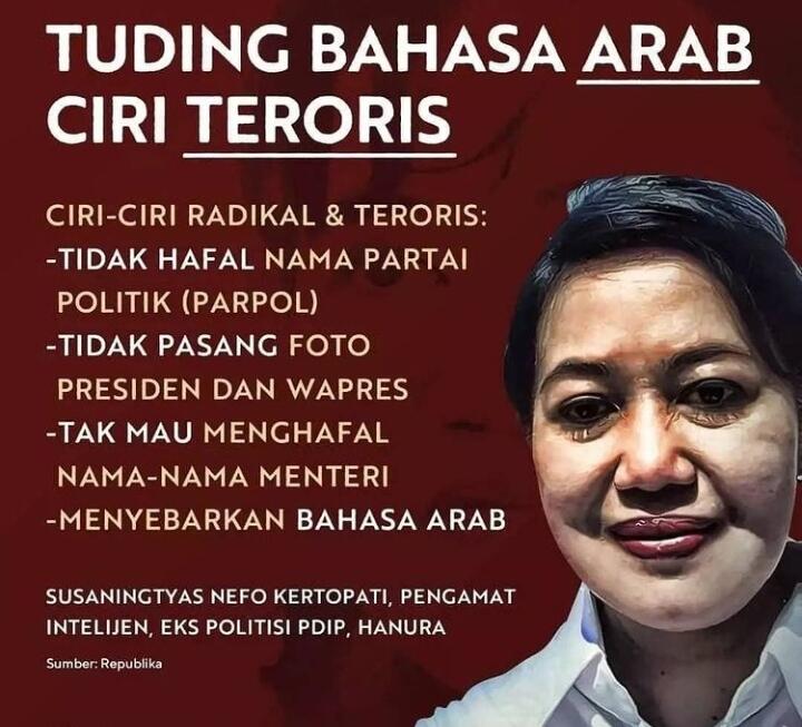 Soal Bahasa Arab ciri Terorisme, Susaningtyas Tegaskan Tak Ada Niat Hina Islam