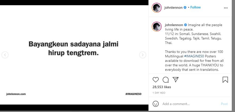 Postingan Akun Instagram John Lennon Hebohkan Netizen Indonesia