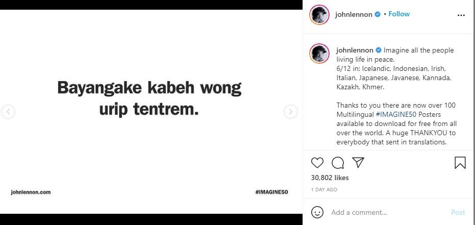 Postingan Akun Instagram John Lennon Hebohkan Netizen Indonesia