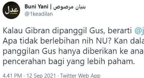 MunculSebutan Gus Gibran,Buni Yani:Kalau Gibran dipanggil GusBerarti JokowiKyai dong?