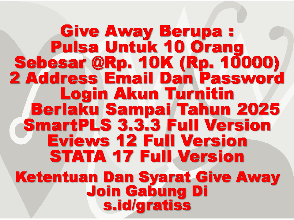 Give Away Akun Turnitin, (SmartPLS 3.3.3, Eviews 12, STATA 17) Full Version))