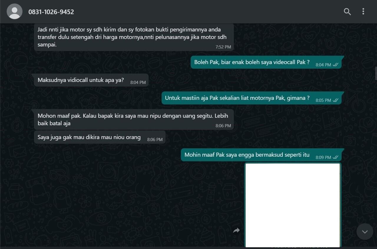 Penipuan Jual Motor Online Berkedok Anggota Militer !