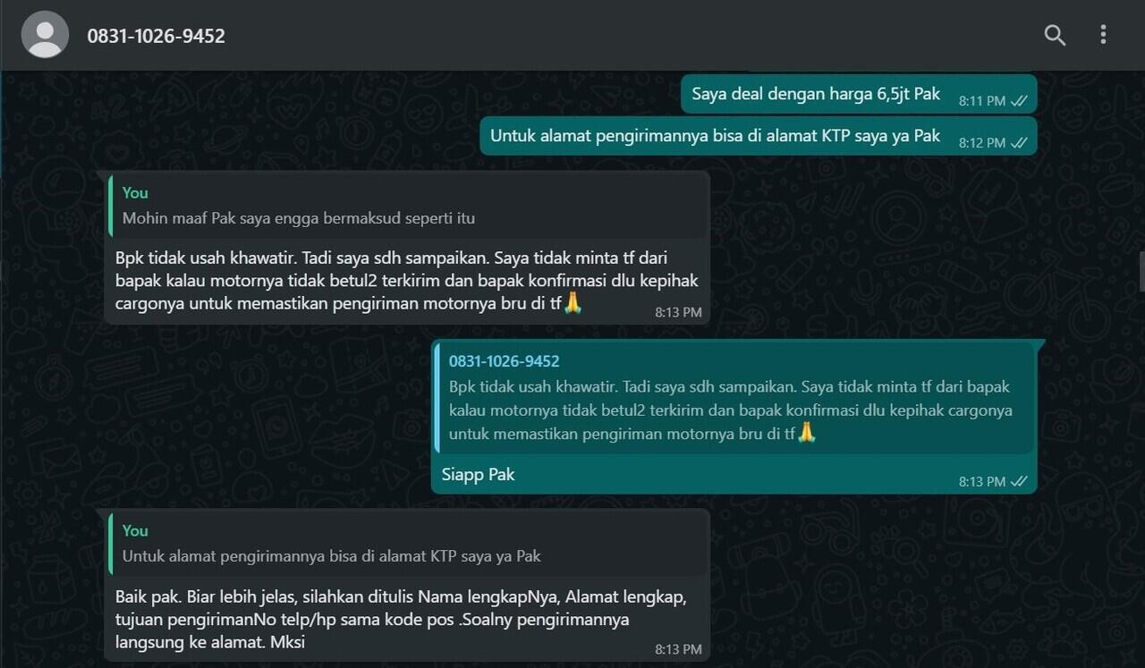 Penipuan Jual Motor Online Berkedok Anggota Militer !