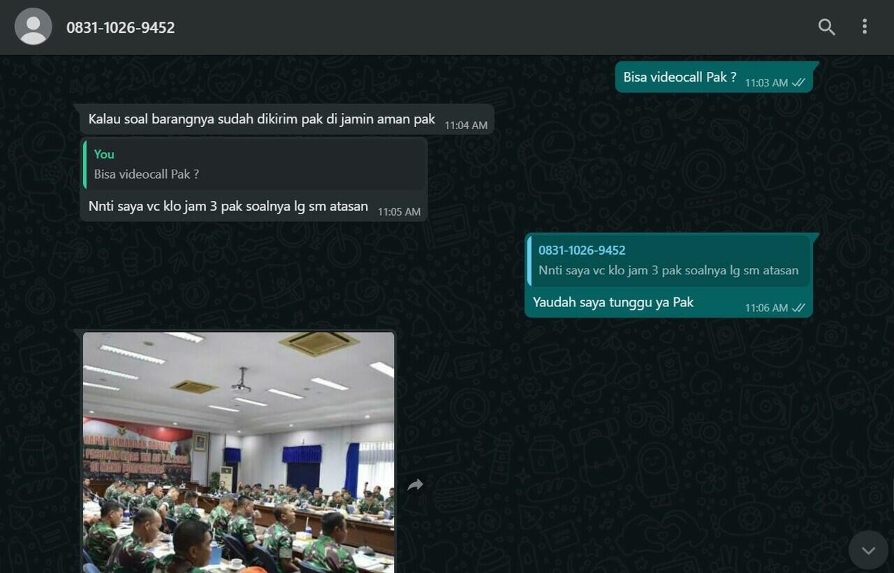 Penipuan Jual Motor Online Berkedok Anggota Militer !