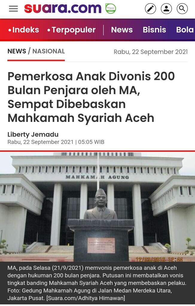 Pemerkosa Anak Divonis 200 Bulan Penjara oleh MA, Sempat Dibebaskan Mahkamah Syariah