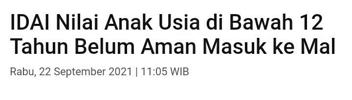 Anak-Anak di Bawah 12 Tahun Sudah Boleh Masuk Mal, tapi Ada Syaratnya