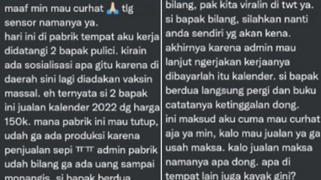 Beredar Kisah Pria Berseragam Paksa Karyawan Pabrik Beli Kalender