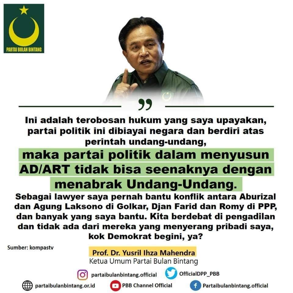 Yusril ke Rachland: Seperti Kata Pak SBY, Saya Juga Prihatin