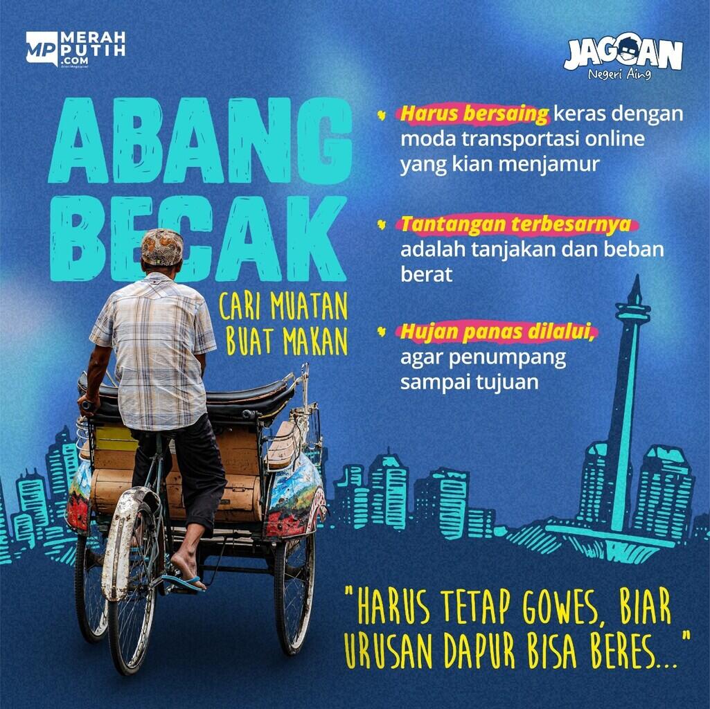 Tukang Becak, Tangguh Cari Muatan untuk Cari Makan