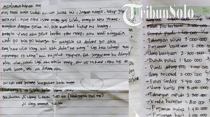 Isi Surat Wasiat Ibu Muda yang Bunuh Diri karena Jeratan Pinjol di Wonogiri: Maaf Mas