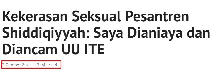 Kekerasan Seksual Pesantren Shiddiqiyyah: Saya Dianiaya dan Diancam UU ITE