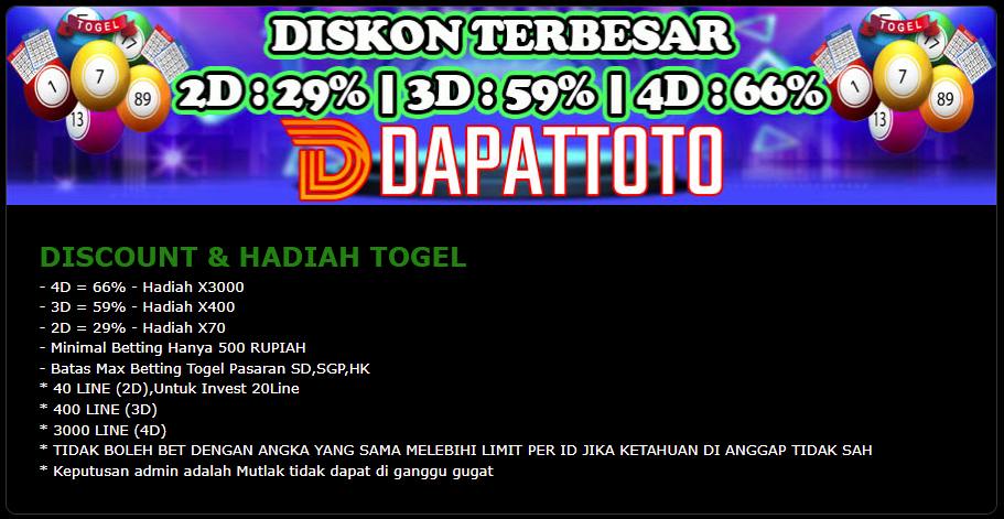 DISKON & HADIAH TENTANG DAPATTOTO