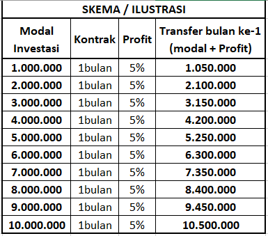 INVESTASI / INVESTOR / KERJASAMA / JOIN masuk --> Usaha Jelas, Profit 5% /Month