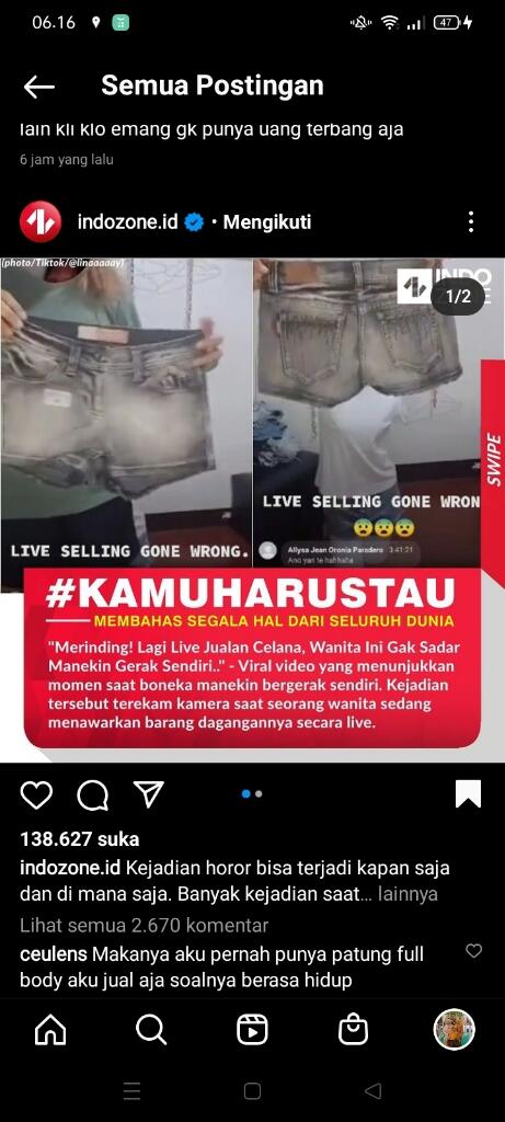 Manekin Baju Jalan Sendiri, Serem!