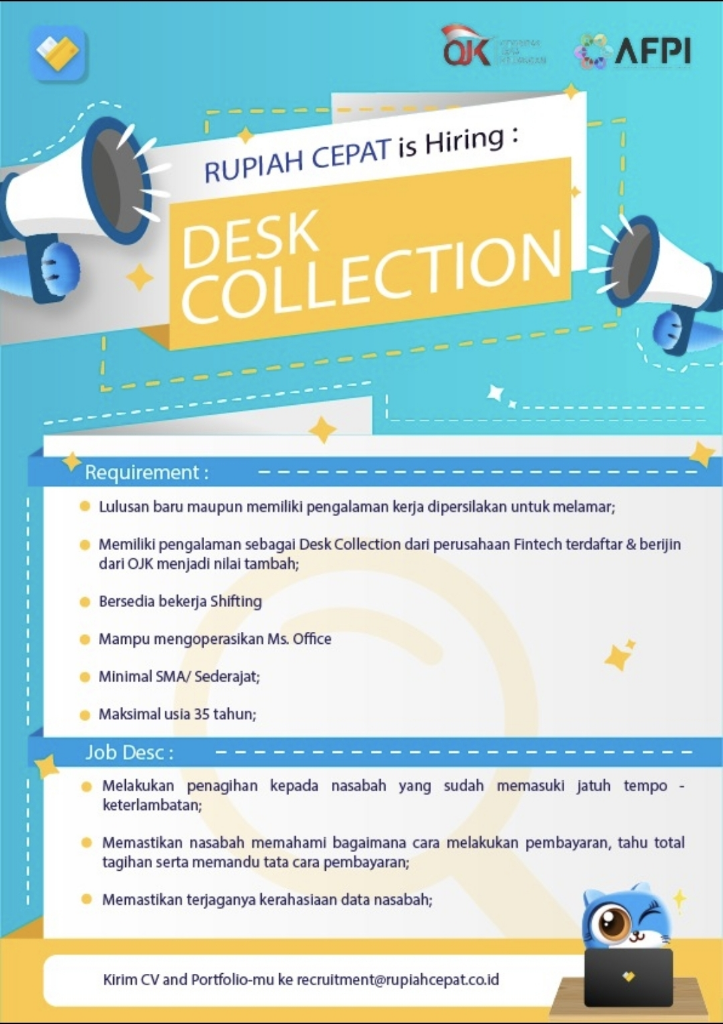 Loker : Desk Collection Rupiah Cepat (Jakpus/Jakut)