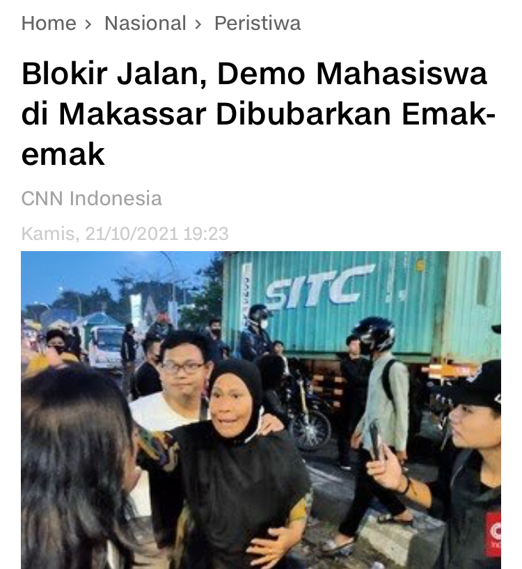 Blokir Jalan, Demo Mahasiswa di Makassar Dibubarkan Emak-emak