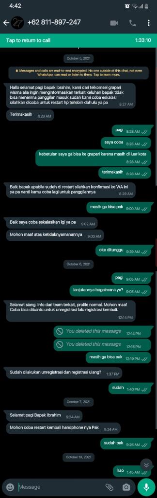 Nomor Telkomsel tidak bisa menerima telepon masuk. CS TSEL tdk bisa memberikan solusi